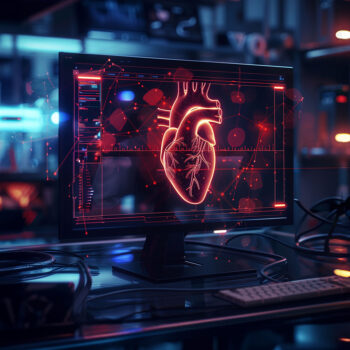 Digital leuchtendes Herz auf Computer Bildschirm